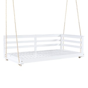 Gulches Patio Swings: Twin Size Country Daybed with 96-Inch Ropes, Brown/Black/White Finish - 1 of 4