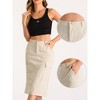 Allegra K Women's High Waisted Elastic Back Corduroy Midi Cargo Skirts with Pockets - 2 of 4