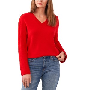 Vince Camuto Womens Contrast V Neck Pullover Sweater - 1 of 1