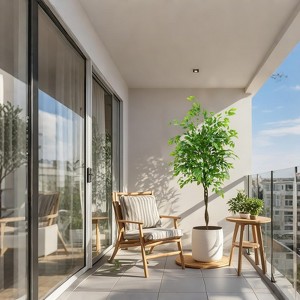 5.2'/5.9' Artificial Ficus Tree, Large Faux Ficus Branches Artificial Tree, Tall Fake Potted Ficus Tree with Planter for Home Office Living Room - 1 of 4