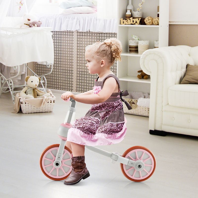 Costway 4 in 1 Kids Tricycles with  Push Handle & Training Wheels Baby Balance Bike Navy/Pink, 2 of 11