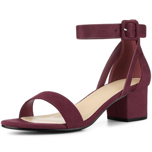 Maroon block heel sandals best sale