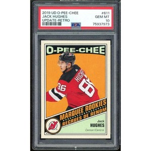 Jack Hughes Rookie Card 2019-20 Upper Deck O-Pee-Chee Update Retro #611 PSA 10 - 1 of 2