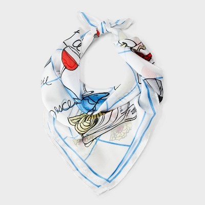 Women's Rustic Meal Graphic Scarf - A New Day™ Red/White