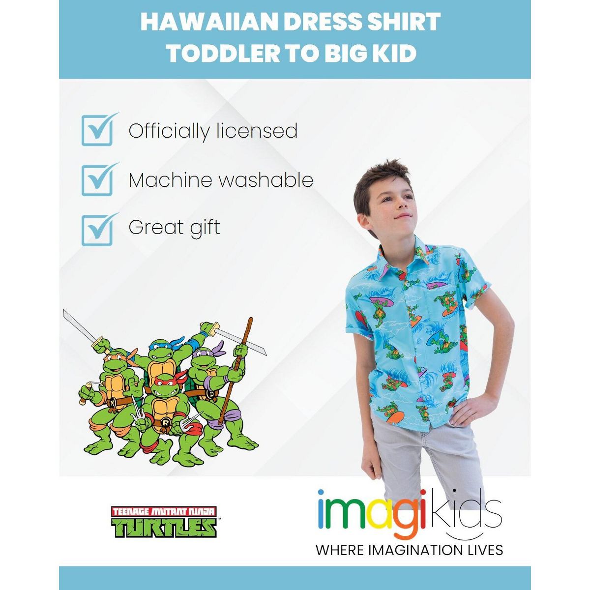 Teenage Mutant Ninja Turtles Hawaiian Button Down Dress Shirt Toddler - thumbnail 3