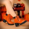 BLISSFUL STEP Women's Round Toe Chunky Heel Lug Sole Lace Up Zipper Combat Boots - 2 of 4