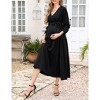 Maternity Dress Women's V-Neck Puff Sleeve Pleated Maternity Maxi Dress for Baby Shower or Casual Wear  lightgreenflower XL - 2 of 4