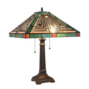 Chloe Lighting Innes Tiffany-Style Blackish Bronze 2 Light Victorian Table Lamp 16 Inch Shade - 1 of 4