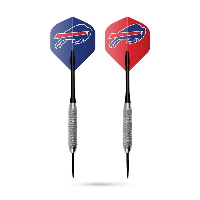 Buffalo Bills Black Wood Dartboard Cabinet Set with Steel Darts
