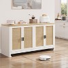 Buffet Cabinet, 60" Rattan Farmhouse Storage Sideboard with 4 Doors - Adjustable Shelves for Dining Room Living Room Entryway - 2 of 4