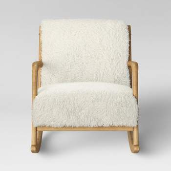 Esters Wood Armchair Faux Shearling White - Threshold™