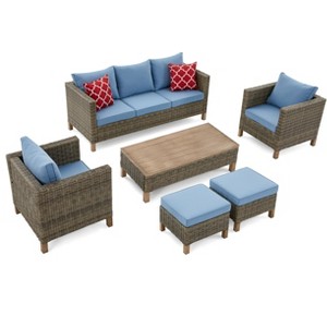 6 Piece Conversation Patio Set with Cushions and Coffee Table - 1 of 4