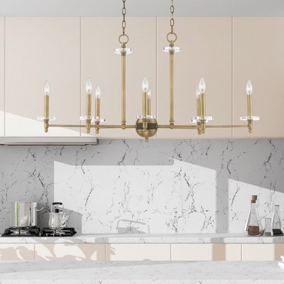 Elegant Bancroft 8-Light Linear Chandelier with Brushed Nickel Finish