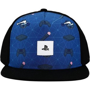 Sony Playstation Embroidered Logo Patch Gaming s Youth Flat Bill Hat - 1 of 4