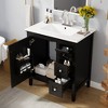 Gulches Modern 30 Inch Bathroom Vanity with Ceramic Sink, Black Solid Wood Frame, 3 Drawers - 2 of 4