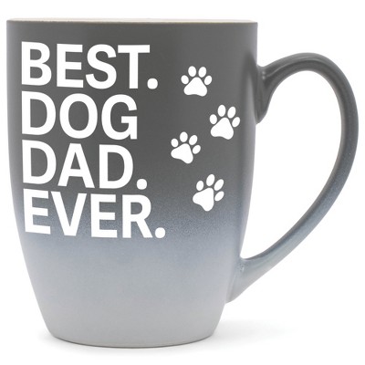 Elanze Designs Best Dog Dad Ever Two Toned Ombre Matte Gray and White 12 ounce Ceramic Stoneware Coffee Cup Mug