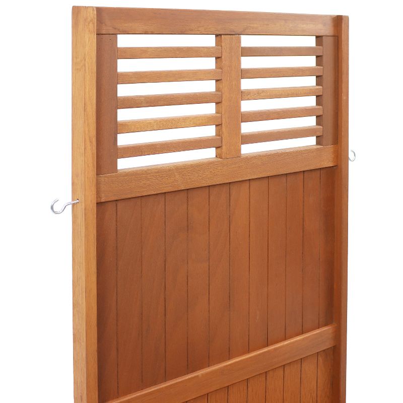 Sunnydaze Outdoor Garden Meranti Wood with Teak Oil Finish Planter Box with Privacy Screen and 2 Hooks for Hanging Basket Planters - 44" H - Brown, 5 of 12
