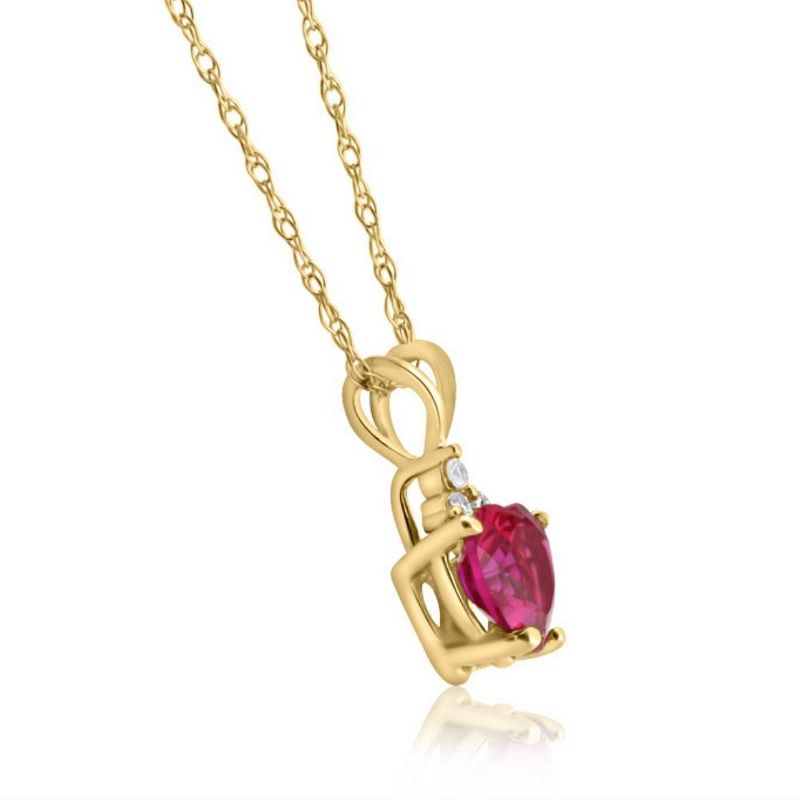 Pompeii3 1/2ct Diamond & Ruby Heart Pendant 14K White Yellow or Rose Gold Necklace 1/2", 2 of 4