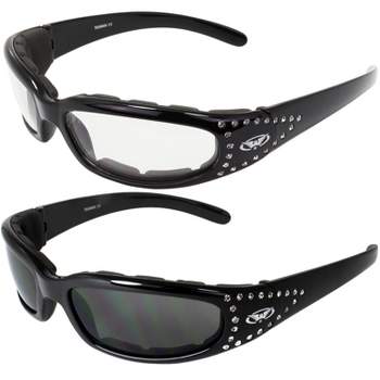 2 Pairs of Global Vision Eyewear Marilyn 3 Safety Motorcycle Glasses with Clear, Smoke Lenses
