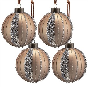 Tramull Set of 4 Glass Christmas Ball Ornaments, 4.7" Hanging Balls for Holiday Tree & Festive Decor - 1 of 4