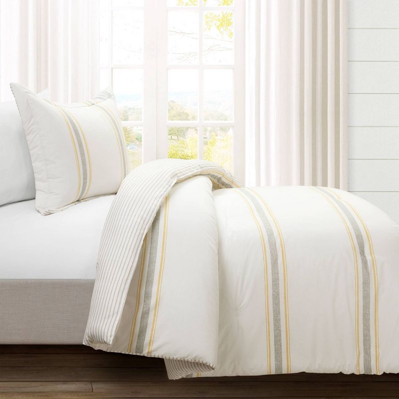 Farmhouse Stripe Reversible Cotton Comforter & Sham Set - Lush D&#233;cor, 3 of 16