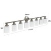 Angel Sar 52" Modern 8-Light Vanity Wall Sconce, Brushed Nickel Finish with Frosted Glass Shades, for Bathroom Mirror and Hallway Lighting - 4 of 4