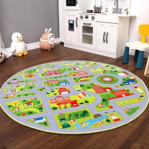 Kids Play Mats/Car Mats, City Play Mats, Non-Slip Baby Fun Rugs, Children'S Toddler Rugs, Super Soft Puzzle Street Rugs, Bedroom/Playroom - 1 of 4