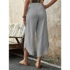 Womens Summer Pants Casual Linen Capris Pants with Drastring Wide Leg Roomy Non-Restrictive Trouser with Curvy Slit Hem - 2 of 4