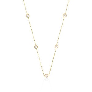 14K Gold Plated Mariner Link Station Chain Necklace with Cubic Zirconia Halo – A Luxurious and Contemporary Design Featuring Sparkling Halo Accents - 1 of 3