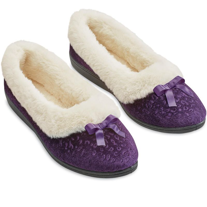 Collections Etc Velour & Plush Lined Slippers, 3 of 5