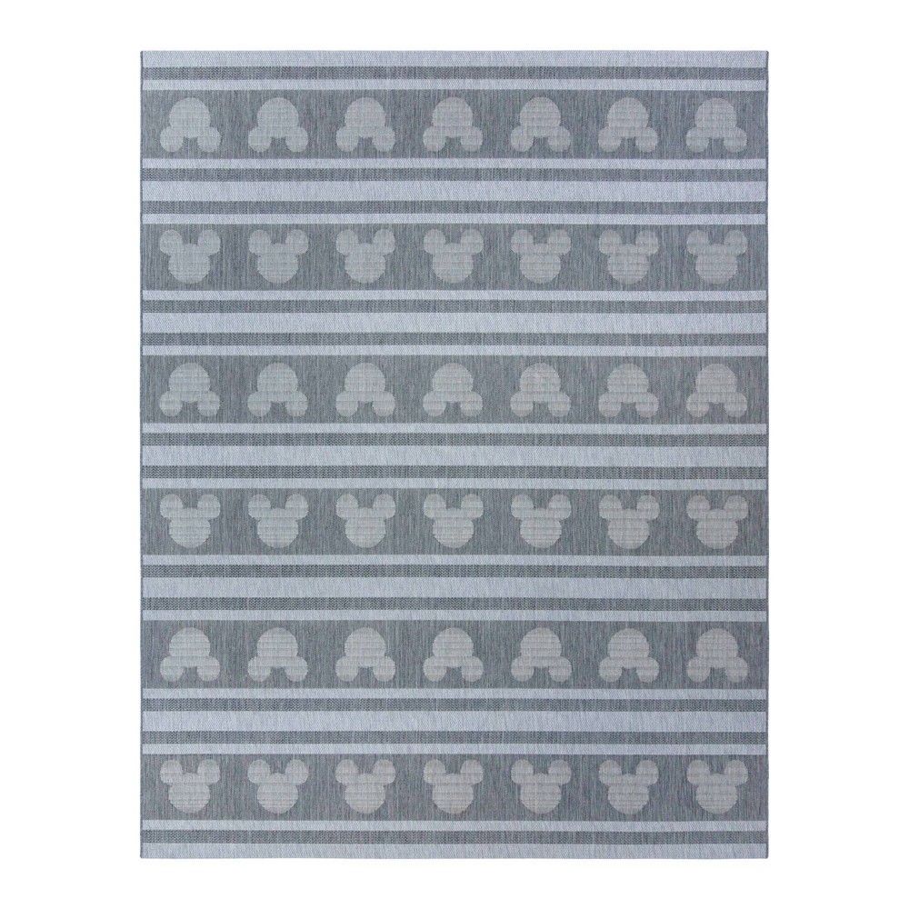 Mickey Mouse 6'6in x 9'6in Stripes Outdoor Rug Steel Ash