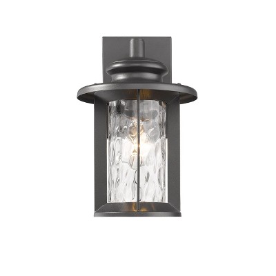 Owen Transitional Textured Black Steel Outdoor Sconce 12" Tall