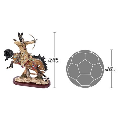 Hand-Painted Resin Native American Hunter Statue on Horse