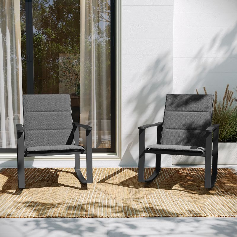 Flash Furniture Brazos Set of 2 Outdoor Rocking Chairs with Flex Comfort Material and Metal Frame, 2 of 12