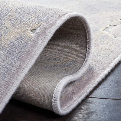 Gray Viscose Rectangular Non-slip Area Rug