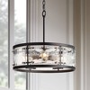 Possini Euro Design Campanelli Bronze Brass Pendant Chandelier 19" Wide Rustic Drum Waterglass Shade 4-Light Fixture for Dining Room Kitchen Island - 2 of 4
