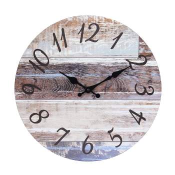 Round Rustic Wall Clock Brown - Stonebriar Collection