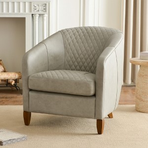 KINWELL 29.1" Wide Tufted Top-Grain Genuine Leather Armchair - 1 of 4