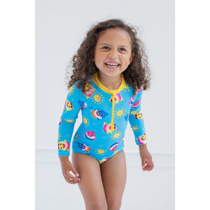 Pinkfong Baby Shark Girls Zip Up One Piece Bathing Suit Toddler, 2 of 8