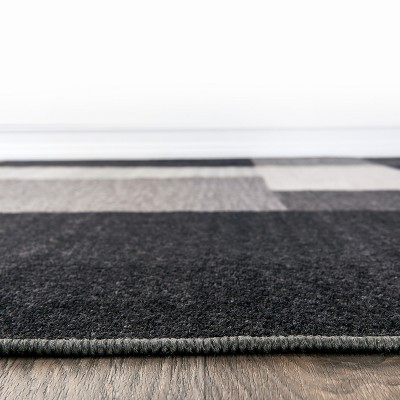 Modern Gray Geometric Non-slip Synthetic Area Rug 4' x 6'