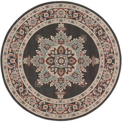 Mark & Day Lyla 5'3" Round Woven Indoor & Outdoor Area Rugs Black: Stain-Resistant, Pet Friendly, Traditional Medallion Design