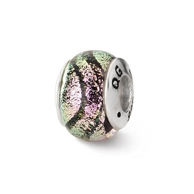 Black Bow Jewelry Pink Dichroic Glass Sterling Silver Bead Charm