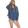 Women's Mineral Dyed Waffle Tunic Top - Blue Buttercup - 3 of 3