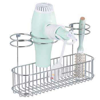mDesign Metal Cabinet/Wall Mount Hair Care Styling Tool Storage Basket