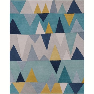 Mark & Day Begles 8'x10' Rectangle Tufted Indoor Area Rugs Navy: Geometric Wool, Stain-Resistant, Modern Scandinavian Decor