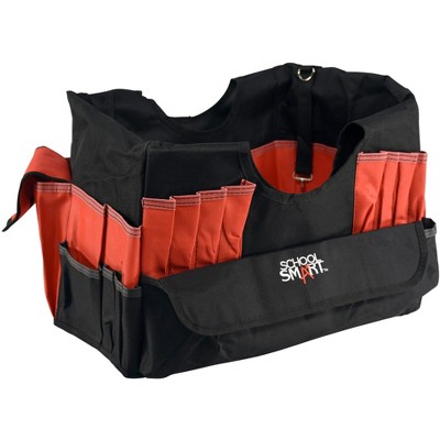 School Smart Caddy Organizer with 43 Pockets, Medium, 14 x 12 x 12 Inches, Black/Red