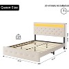 Full Size Bed Frame with Adjustable Headboard, Fast-charging USB Port, Upholstered Platform, LED Lights, No Box Spring Needed, Beige - 2 of 4