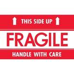 Tape Logic Labels "Fragile - This Side Up - HWC" 3" x 5" Red/White 500/Roll SCL521