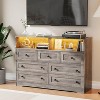 Dresser for Bedroom with Charging Station & LED Lights,7 Drawer Wooden LED Dresser with 2 Open Storage Cubbies - 2 of 4