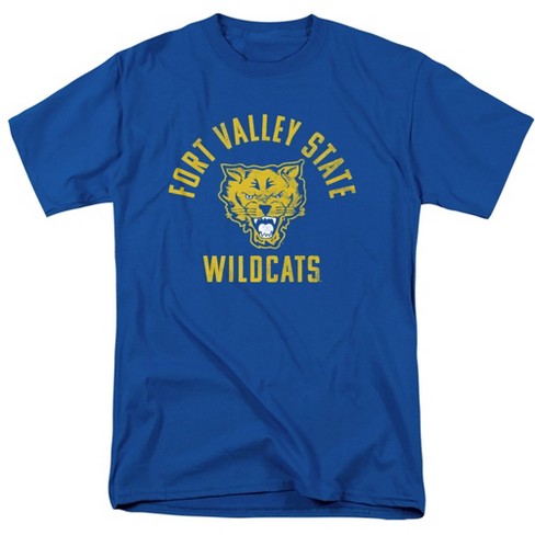 Fort Valley State University Official Wildcats Logo Adult T-Shirt, Royal Blue - image 1 of 4